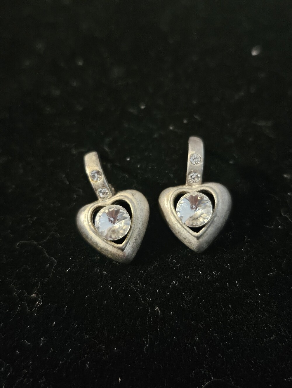 Brighton Silver Heart Dangle Earrings with Clear Crystal